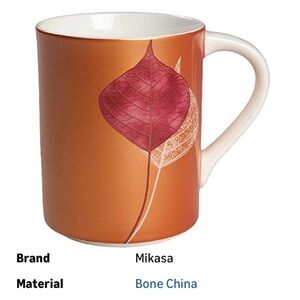 Mikasa leaf montage copper color bone china mug 11 oz, new without box